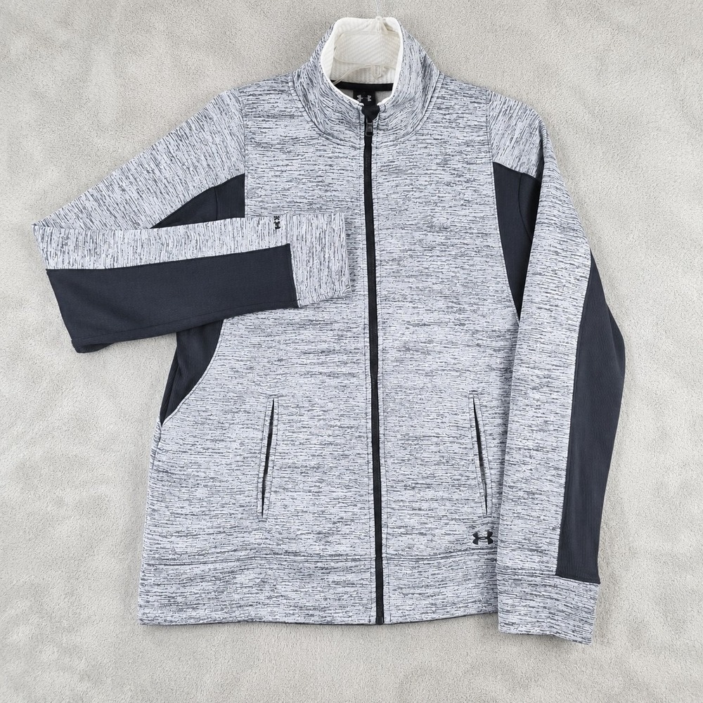 Under Armour Storm Tech Full Zip Jacket Womens Large Grey Heathered Performance